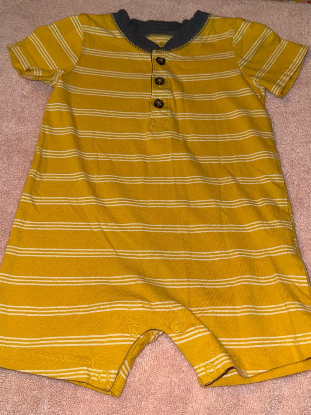 Carter’s Baby Boys Size 12 months Yellow White Striped Romper